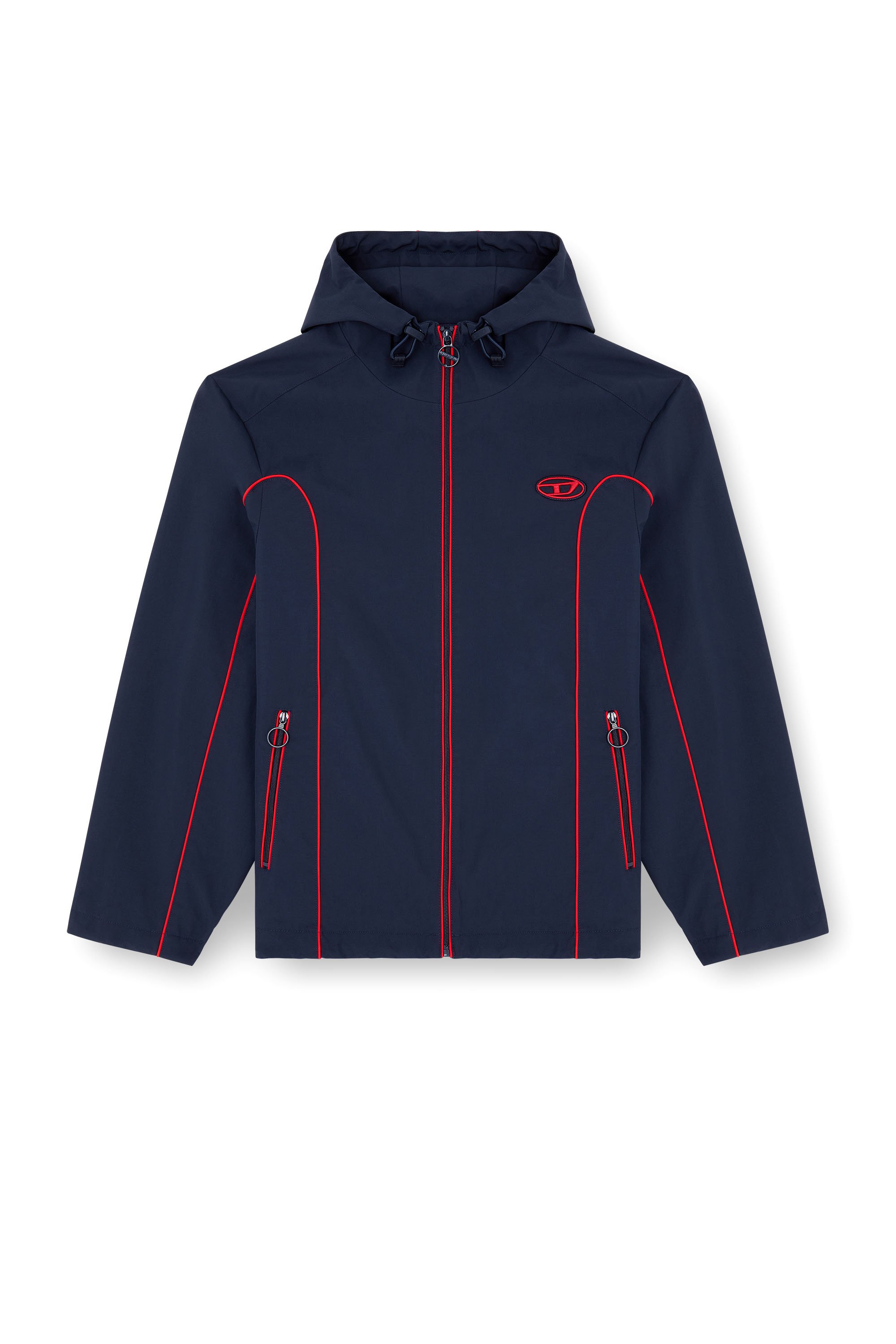 Diesel - J-HIVES, Man's Windbreaker with contrast piping in Dark Blue - 4