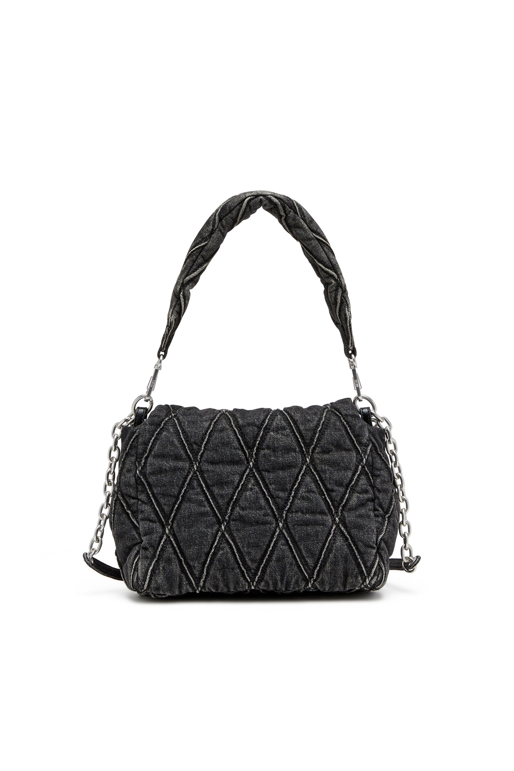 Diesel - CHARM-D SHOULDER M, Woman's Charm-D M-Shoulder bag in quilted denim in Black - 3